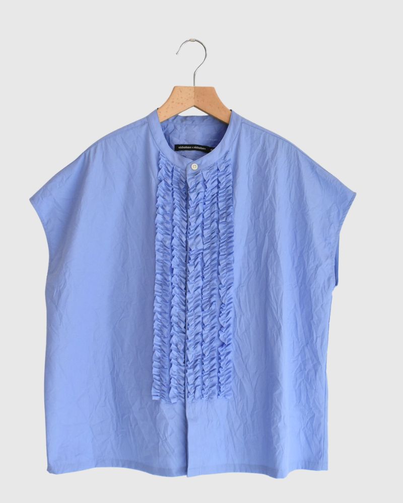 RAY-CC French Sleeve Frill Blouse in Sax