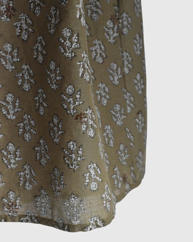 RAJASTAN TUCK GATHERED SKIRT WITH LINING in Olive