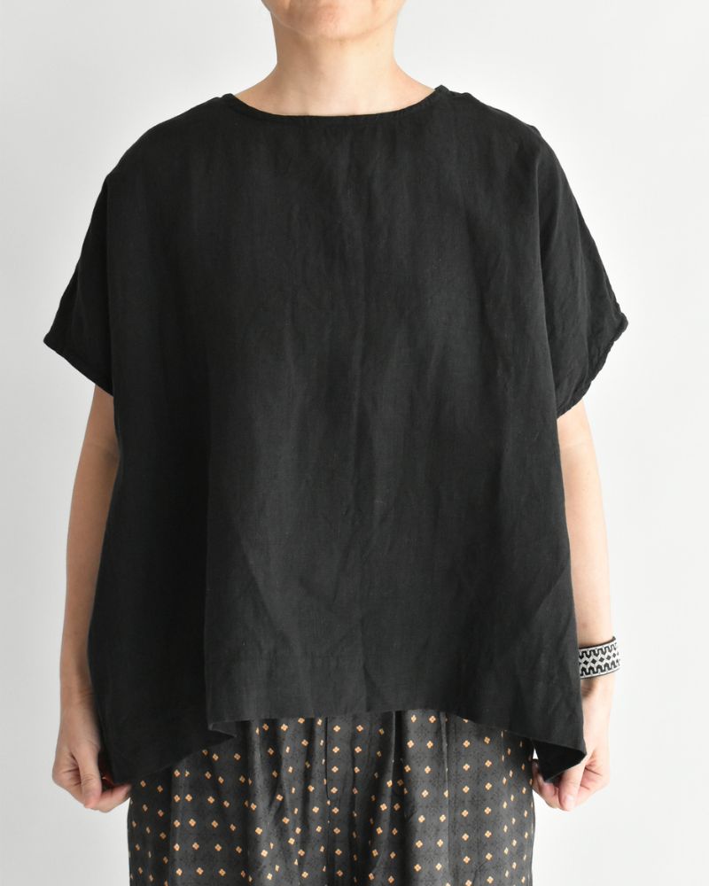French Linen Pullover in Black