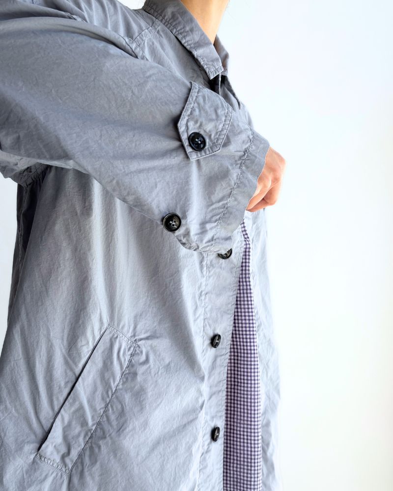 60s COTTON POPLIN OVERDYE BALMACAAN COAT in Blue