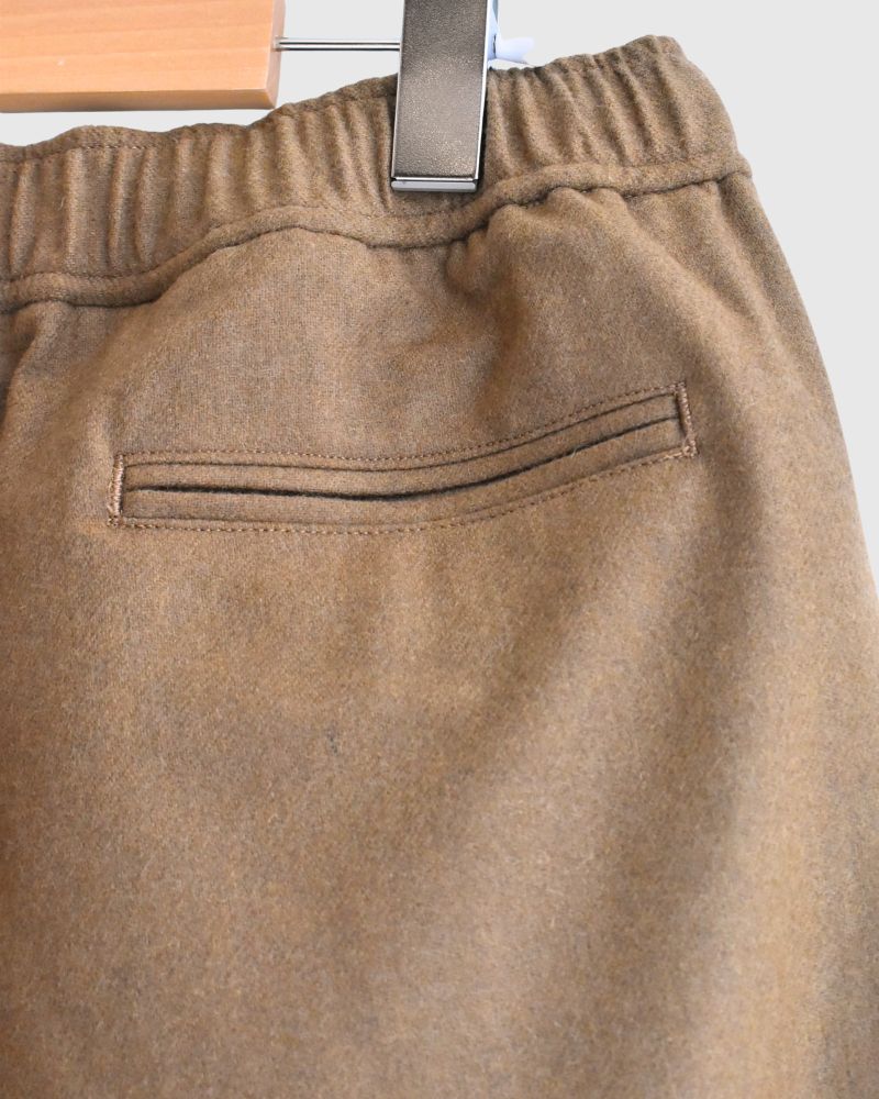 WOOL FLANNEL EASY WIDE PANTS in Camel