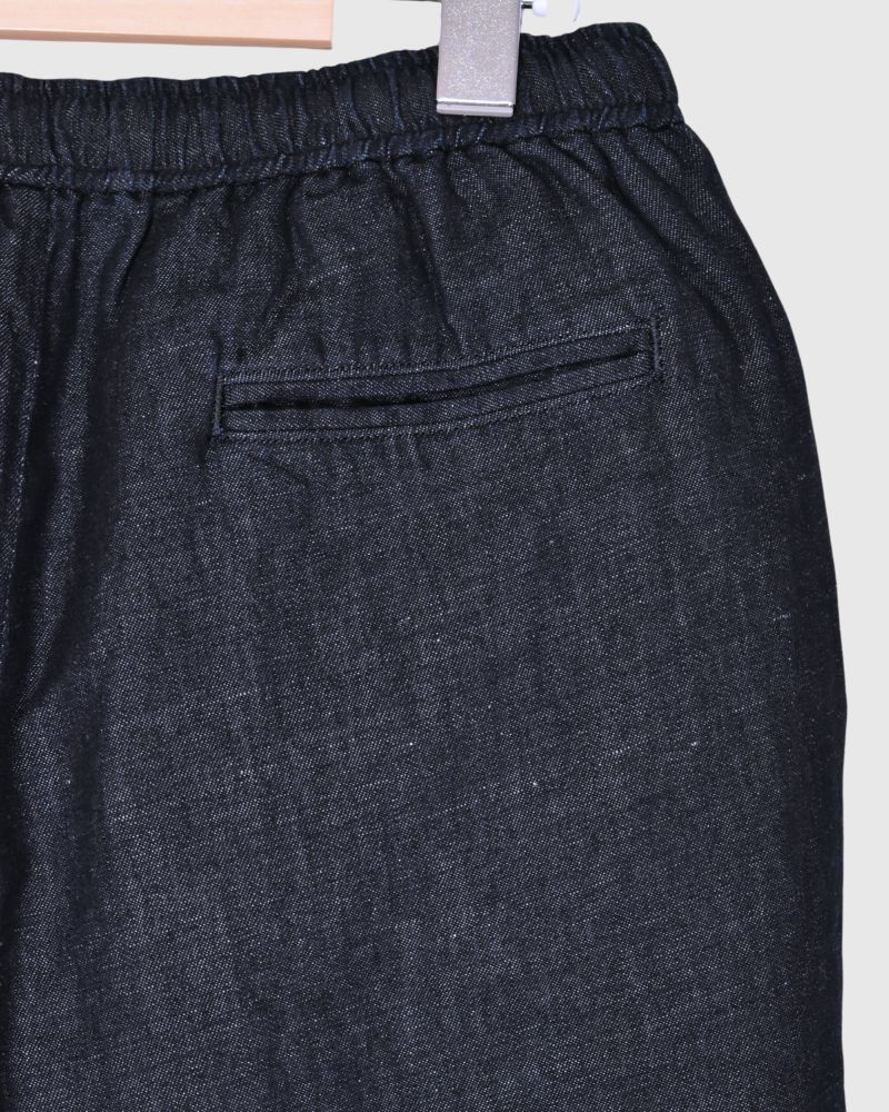 WASHED COTTON/LINEN EASY TAPERED PANTS in Navy