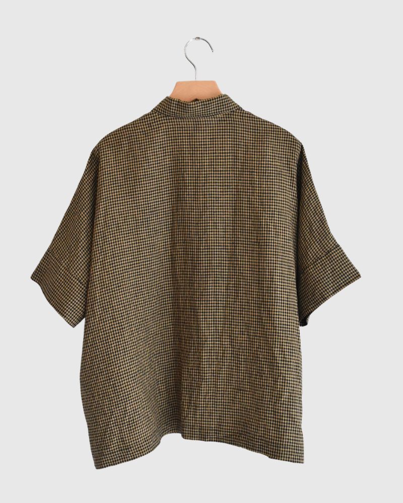 Wide Cuffed Shirt in Camel/Black