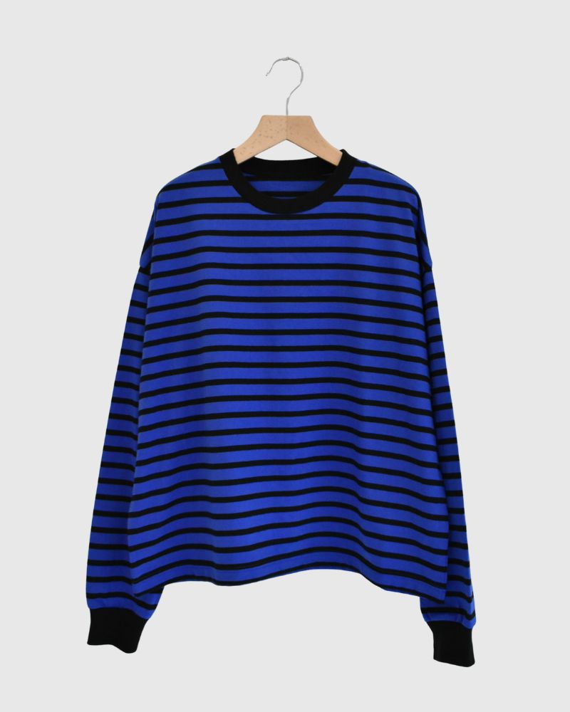 Taco Cotton Striped Long Sleeve T-Shirt Royal in Navy/Black