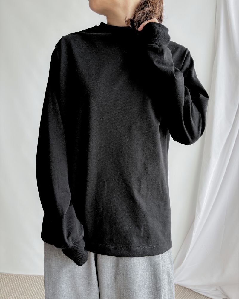 Jersey Crew Neck L/S TEE in Black