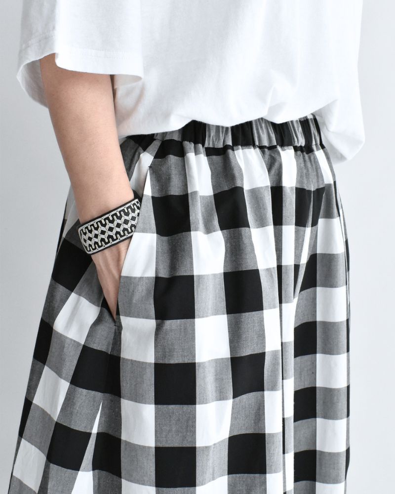 Block Check Culotte Pants in White/Black