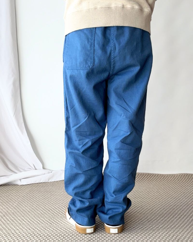 COTTON LINEN VINTAGE TWILL PANTS in Blue