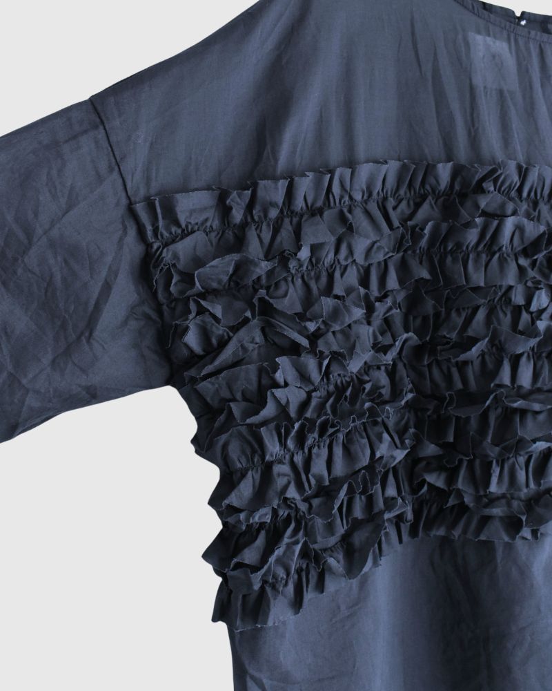 Beside Frill Pullover in Navy