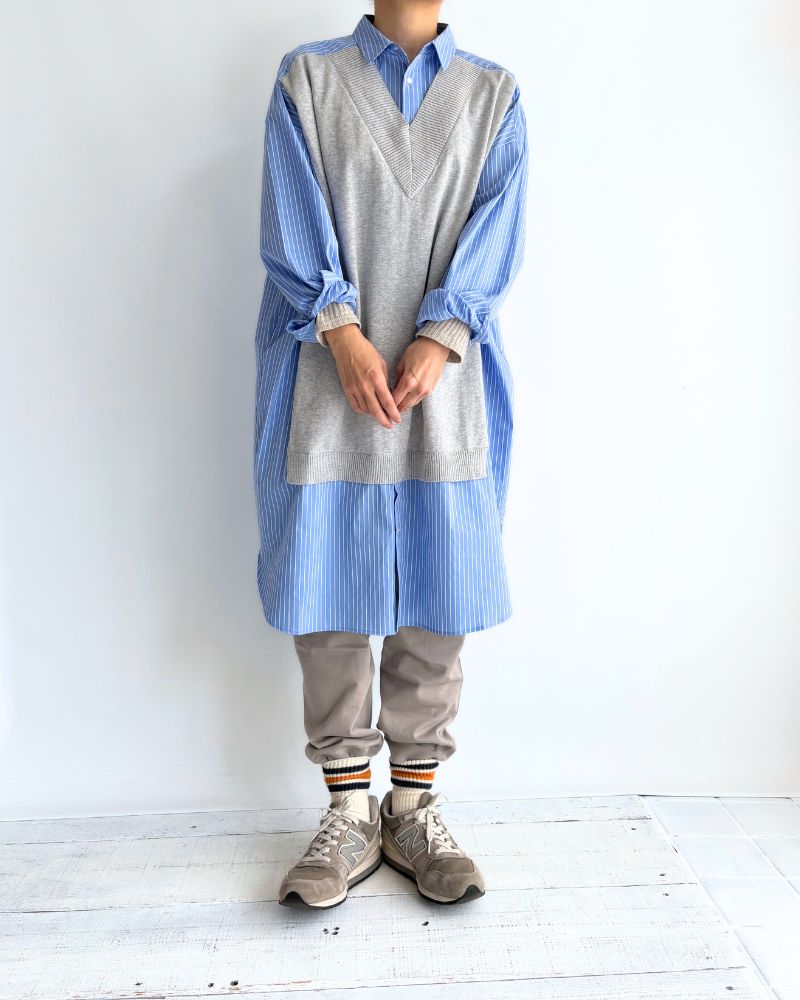 Knit vest layered striped shirt dress 'APOLU' in Saxe