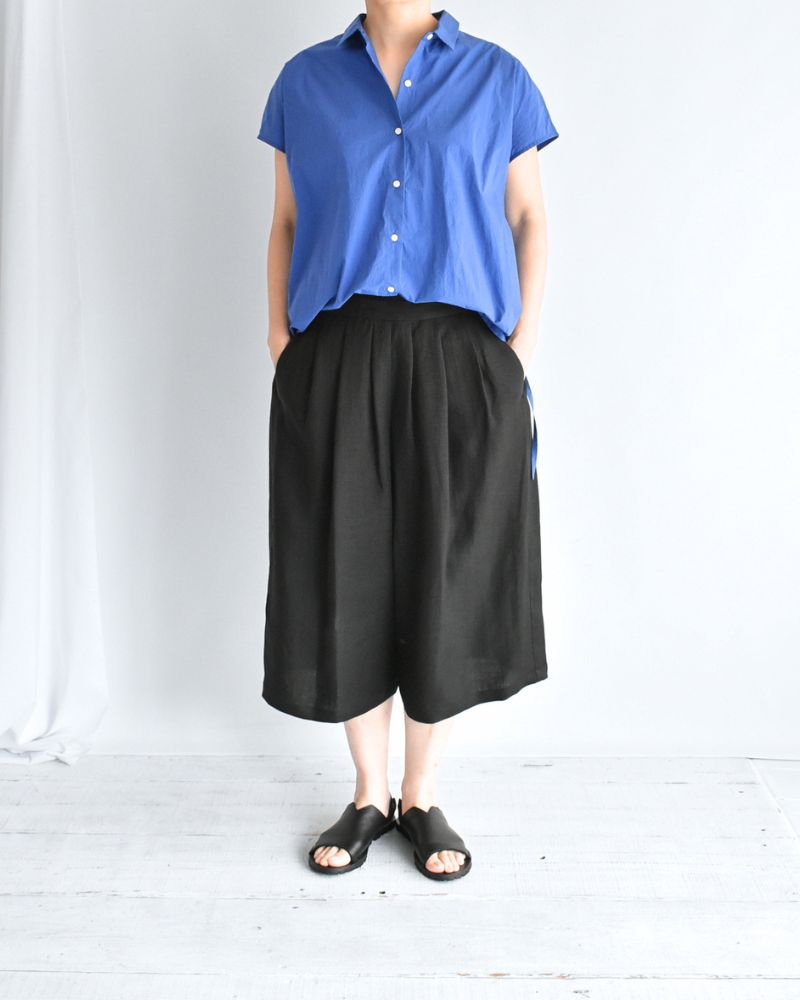 Sarrouel Wide Short Length Pants in Black
