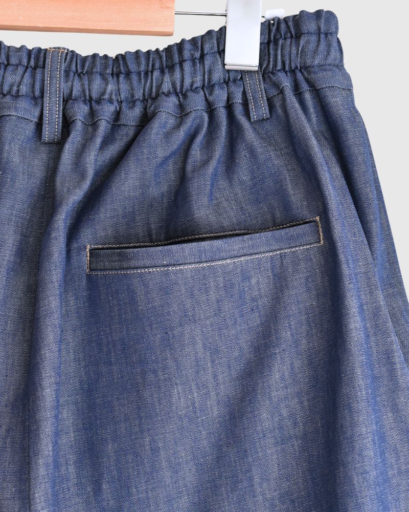 HAKU-DENIM Tuck Pants in Blue