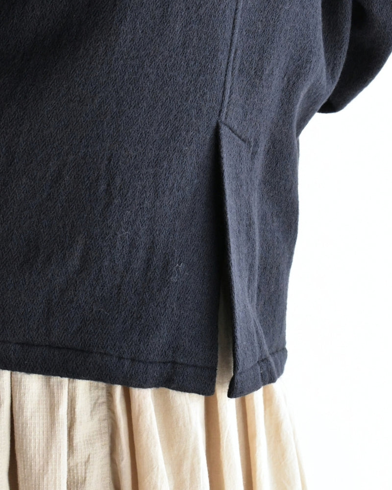 Stand Collar Fly Front Jacket in Navy