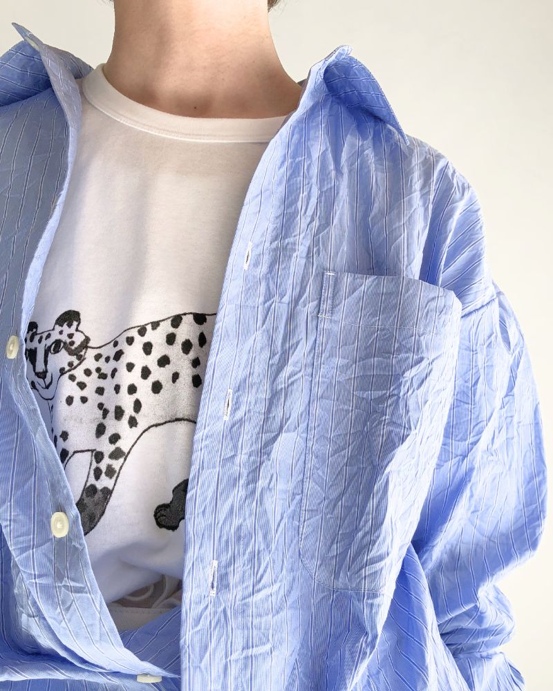 CLEA-CC 2-Way Regular Collar Shirt in SaxStripe