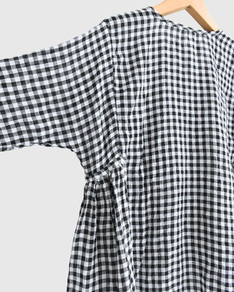 Gingham Check Cache-coeur Blouse in BlackCheck