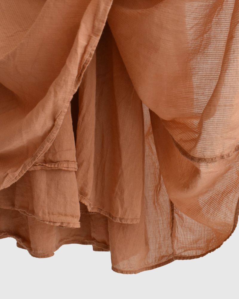 Crew-Neck F/SL Dress with Pintuck in DarkOrange