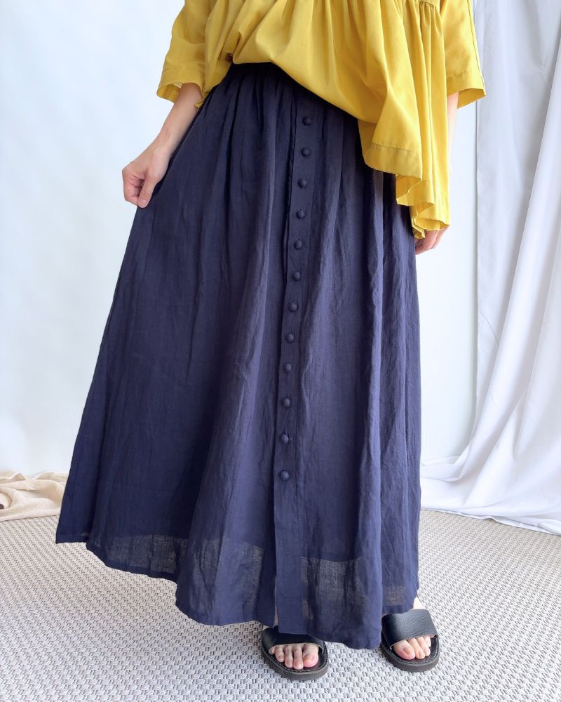 French Linen Skirt in Navy