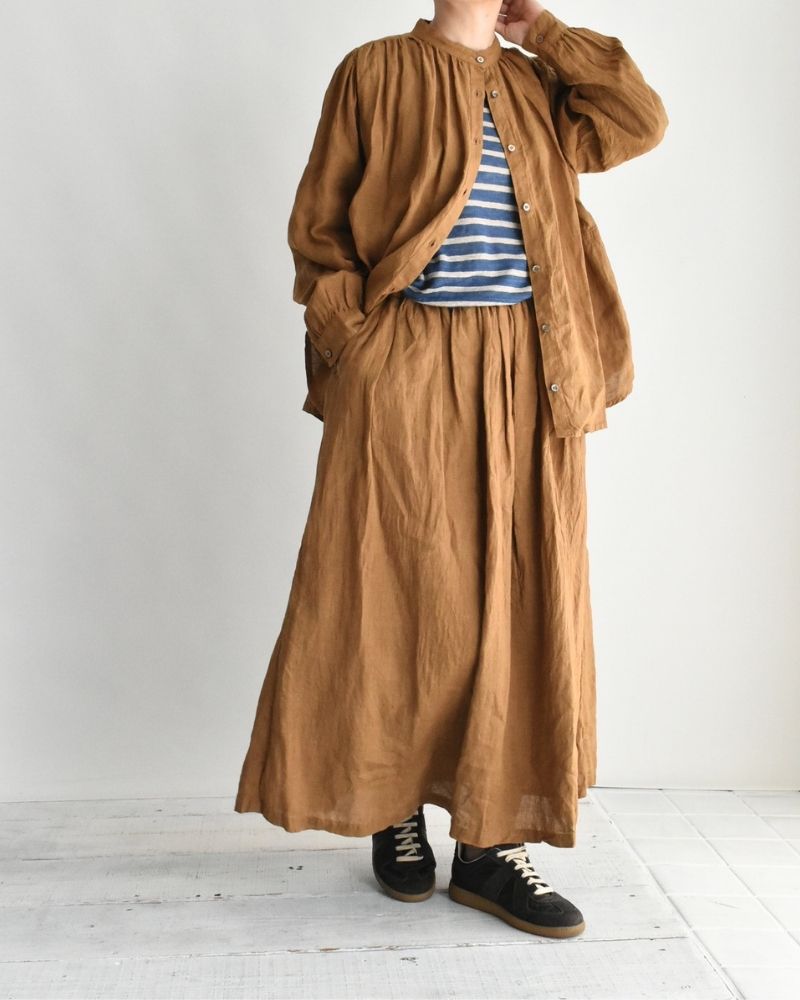 French Linen Skirt in Camel