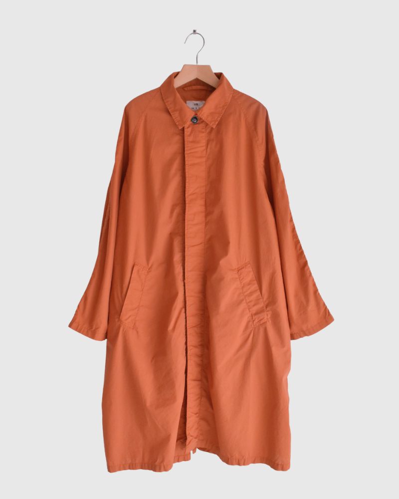 60s COTTON POPLIN OVERDYE BALMACAAN COAT in Brick