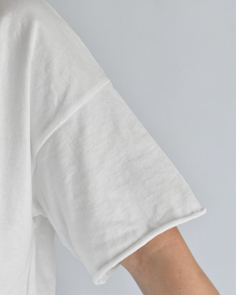 Half-Sleeve Drawstring T-shirt in White