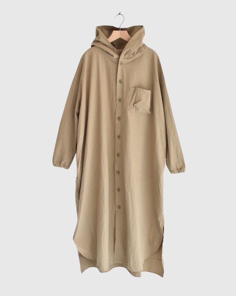 Hooded Coat Dress in Beige