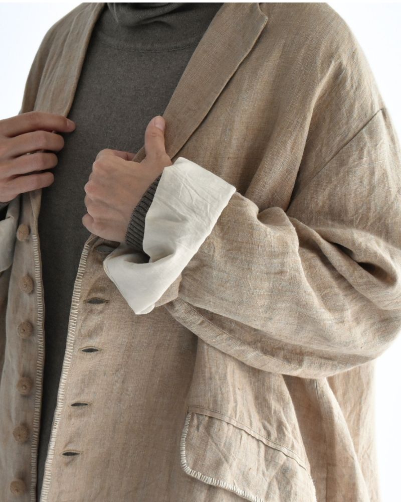 Handwoven 40 Linen Jacket in Beige