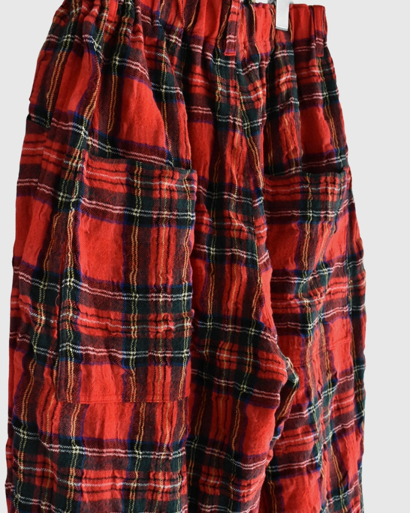 Cotton Wool Tartan Check Pants in Red