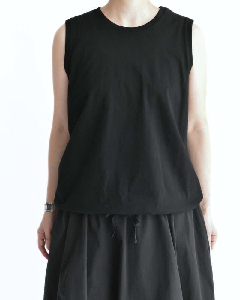 Sleeveless Drawstring T-shirt in Black