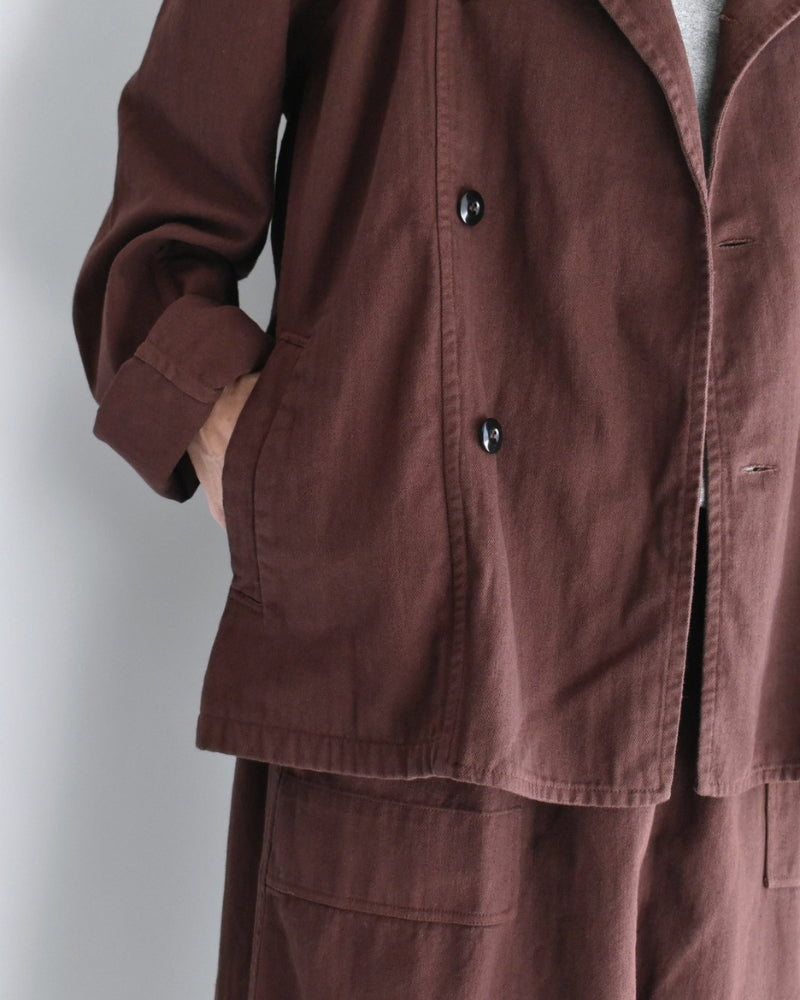 Stand Collar Double Breast Jacket in Burgundy