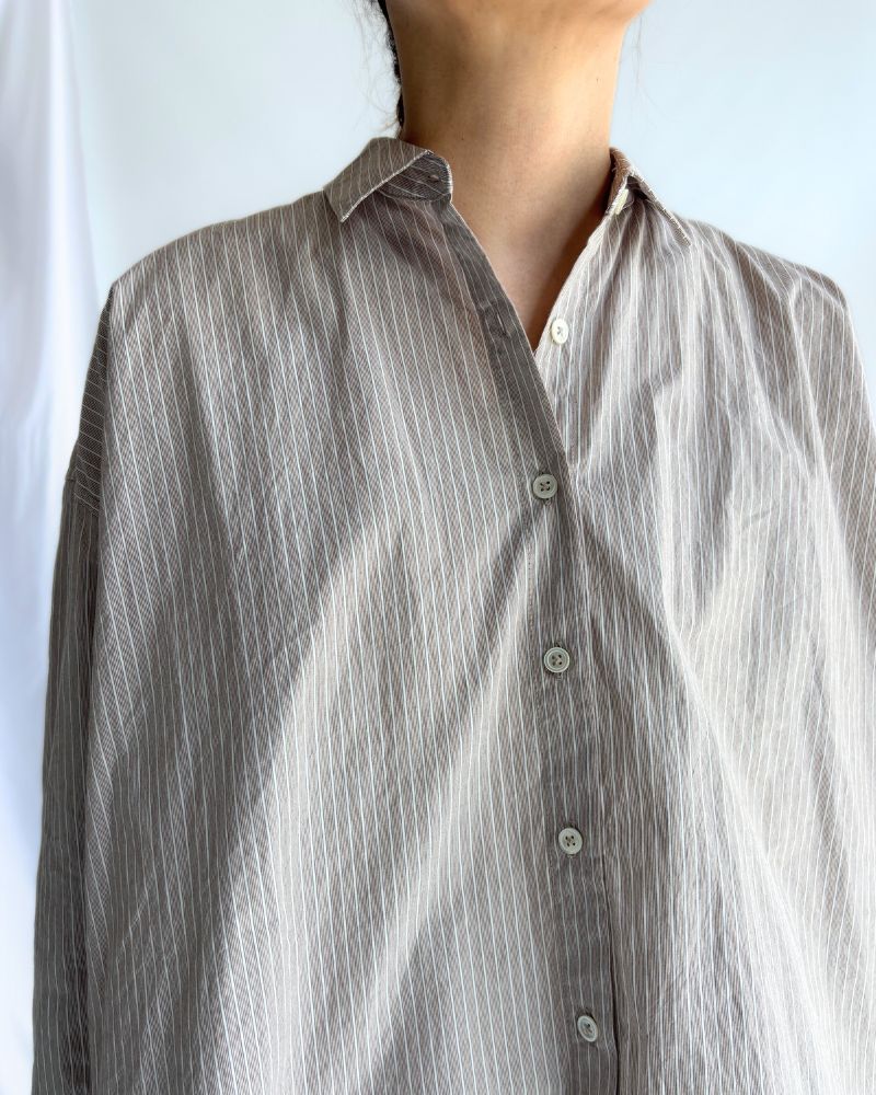 Regular Collar Big Shirt in BrownStripe