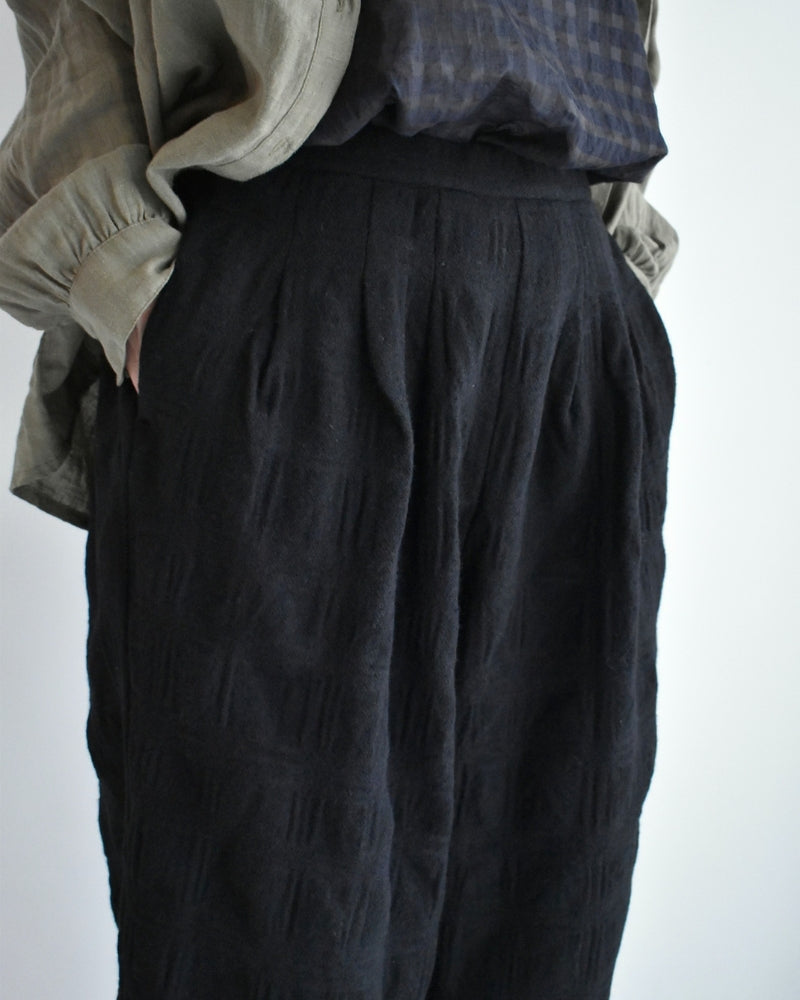 Wool Check Pants in Black