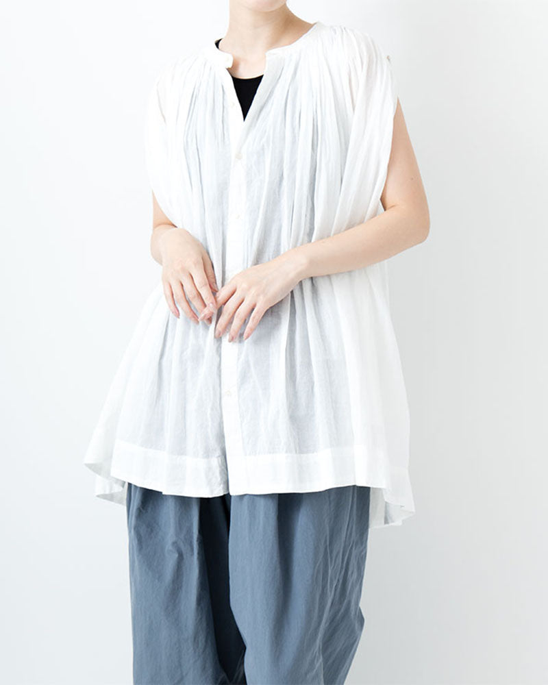 Sleeveless gathered blouse *Short in White