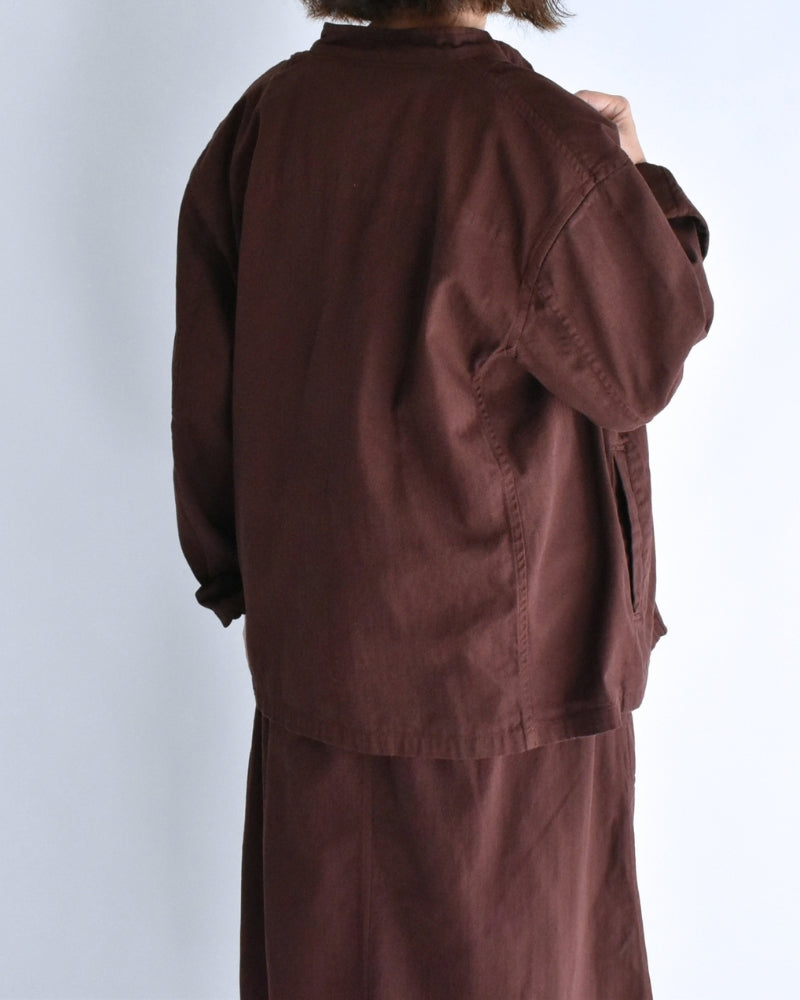 Stand Collar Double Breast Jacket in Burgundy