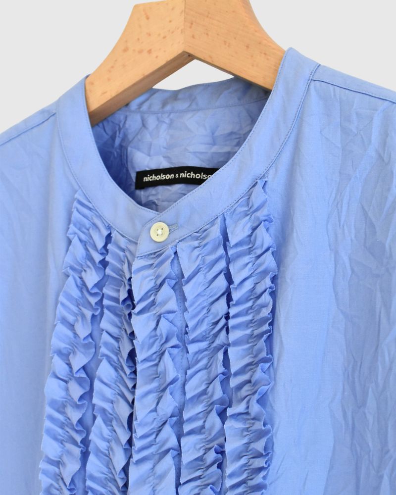 RAY-CC French Sleeve Frill Blouse in Sax