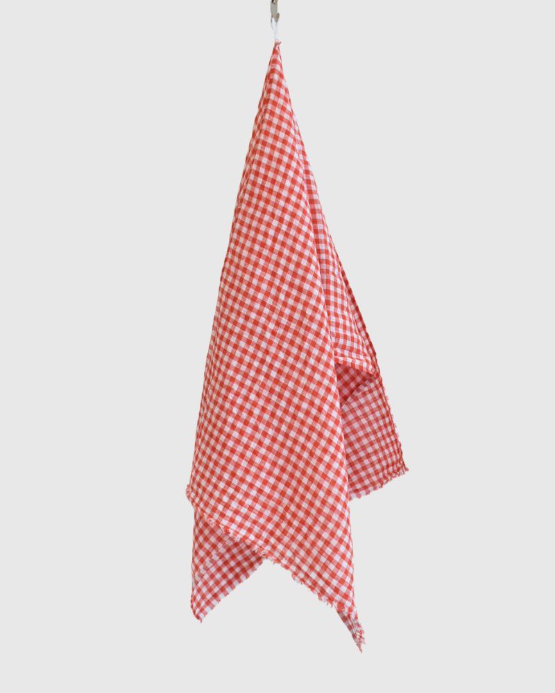 Gingham Check Linen Stole