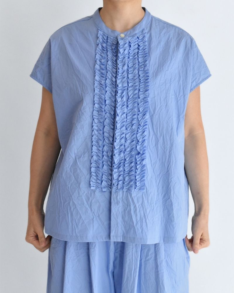 RAY-CC French Sleeve Frill Blouse in Sax