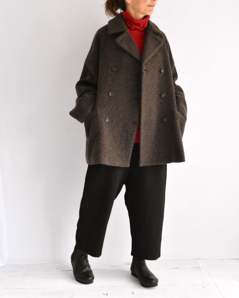 DOUBLE OVER COAT in DarkBrown