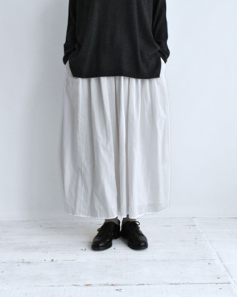 Twill Cotton Khadi Plain Gathered Skirt in White