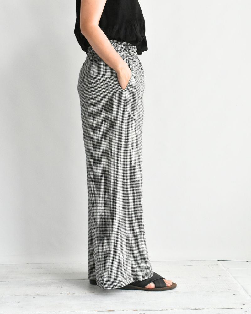Easy Wide Pants (LINEN) in Black/White