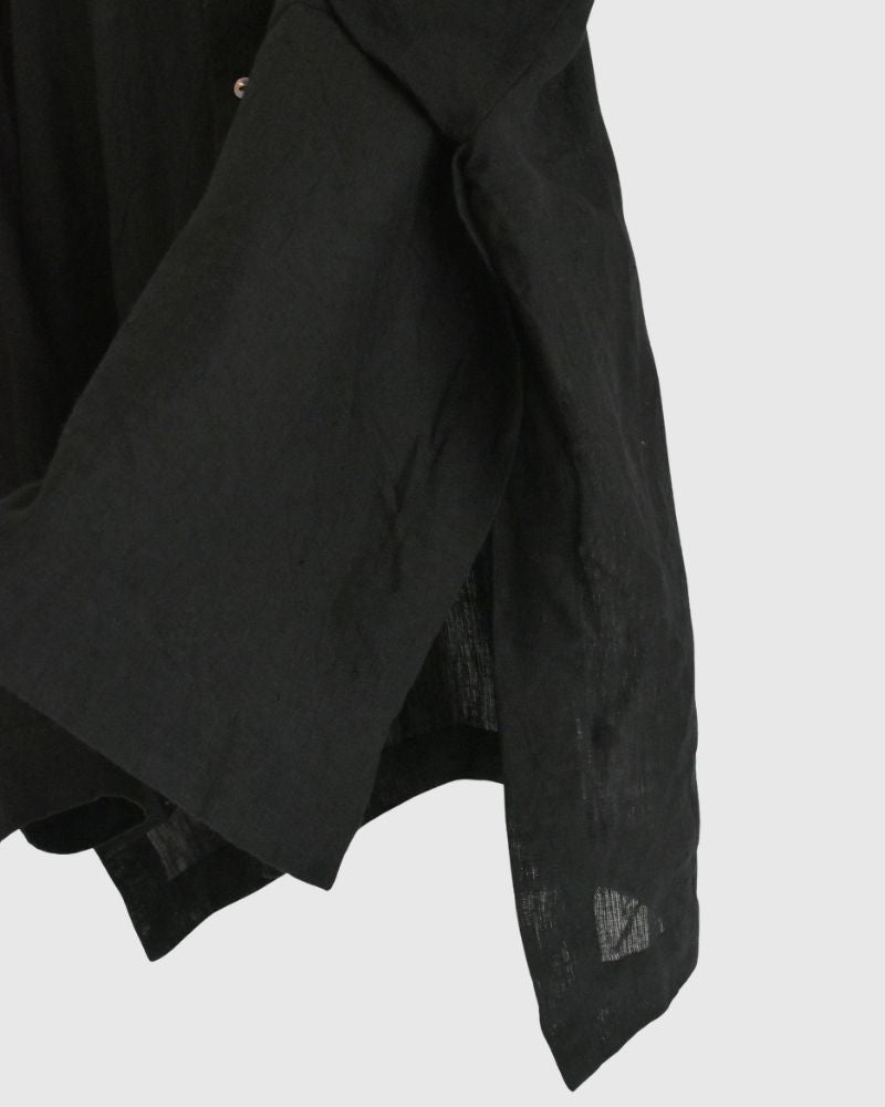 Handwoven 60×60 Linen Square Shirt in Black