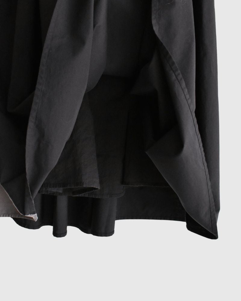 40s ORGANIC POPLIN(PATCHWORK) PINTUCK FLARED SKIRT WITH CRAZY PATCH WORK in Black/Charcoal