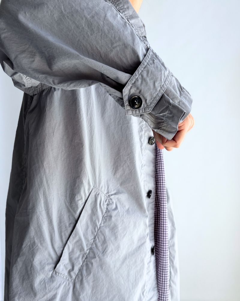 60s COTTON POPLIN OVERDYE BALMACAAN COAT in Blue