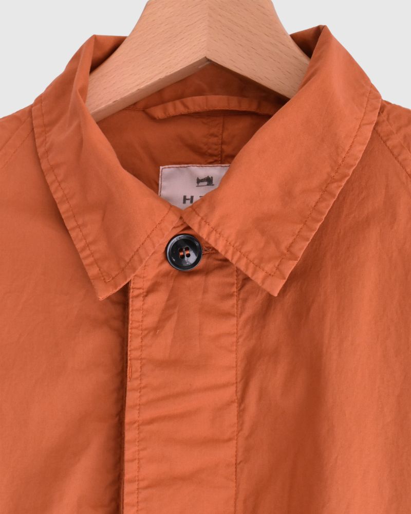 60s COTTON POPLIN OVERDYE BALMACAAN COAT in Brick