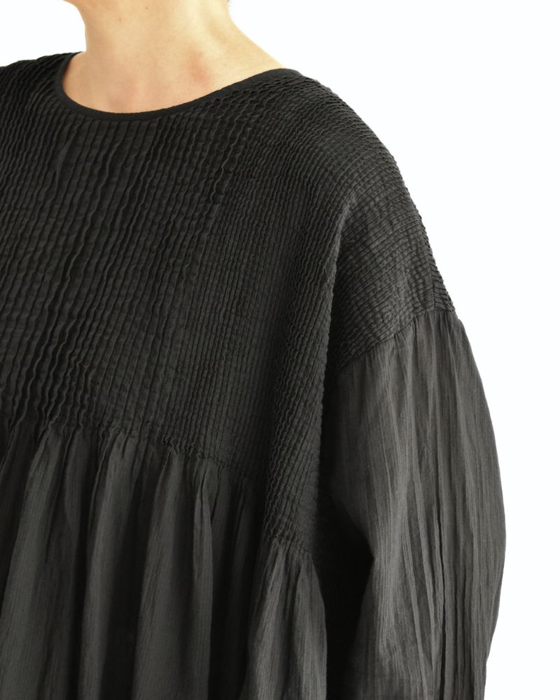 Crew-Neck 3/4 SL Shirt with Mini Pintuck in Marine
