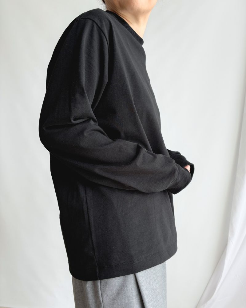 Jersey Crew Neck L/S TEE in Black