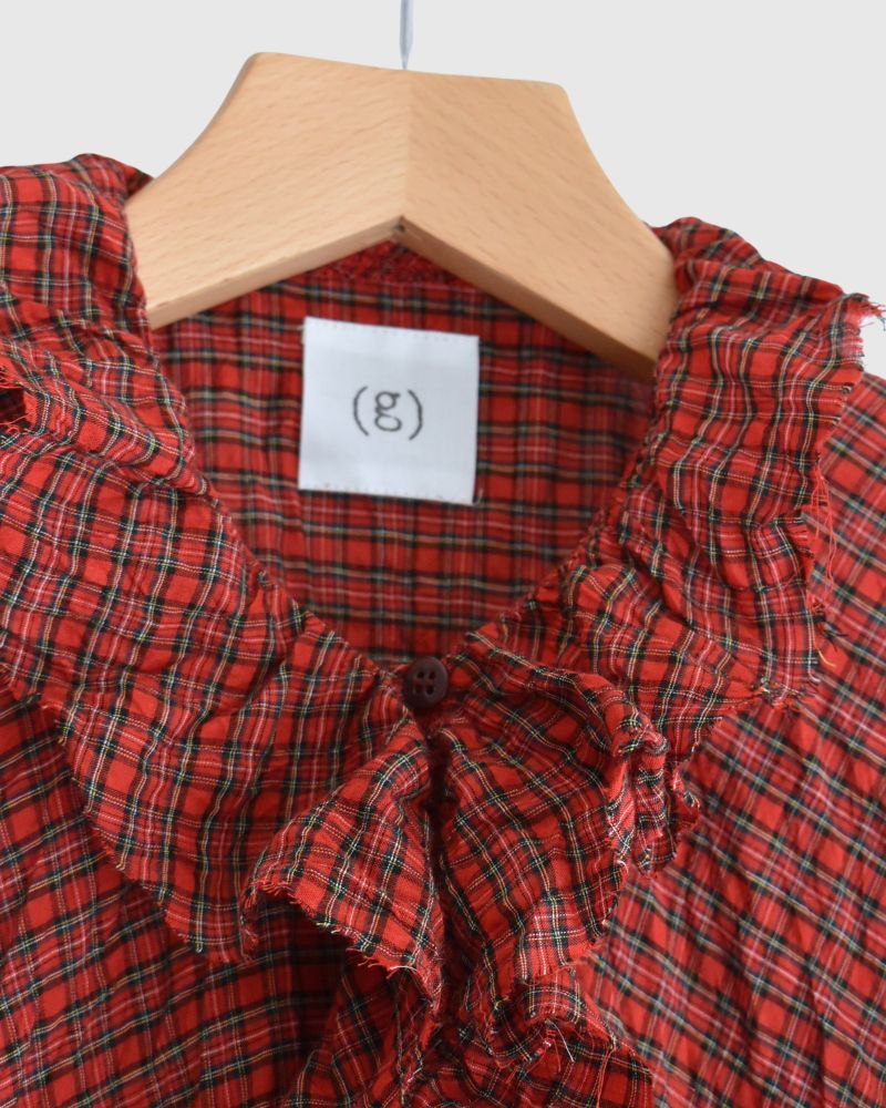 Check Frill Trim Blouse in AkaCheck