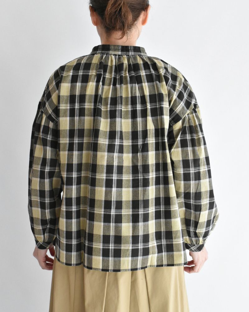Check Henley Shirt in Black/Yellow Check