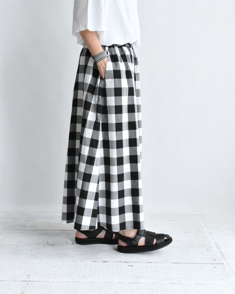 Block Check Culotte Pants in White/Black