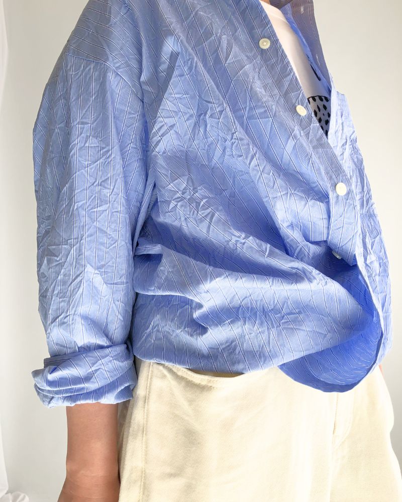 CLEA-CC 2-Way Regular Collar Shirt in SaxStripe