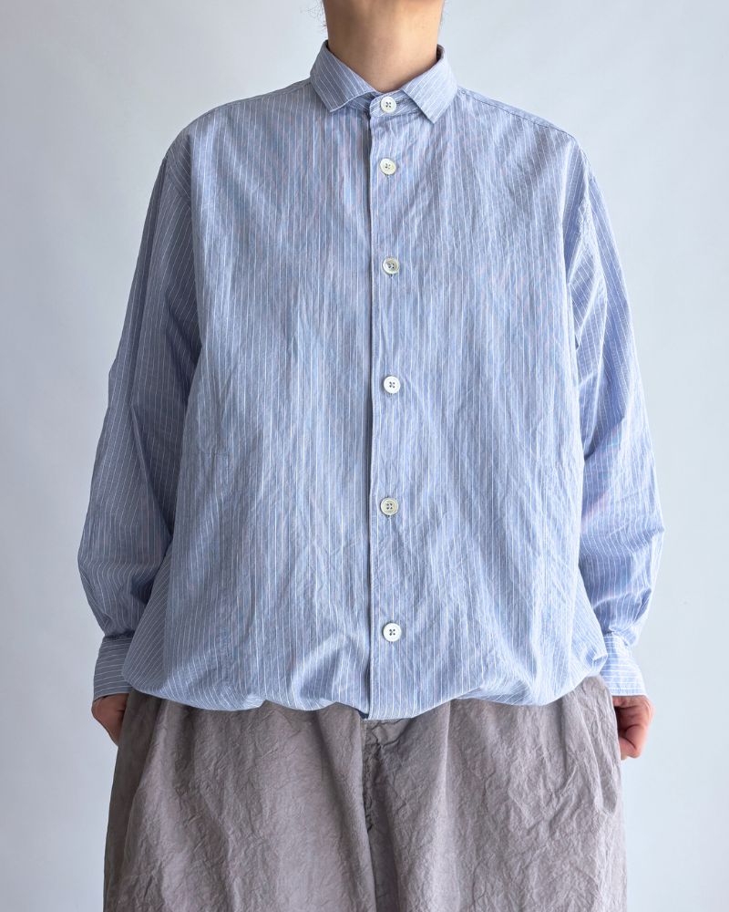 Drawstring shirt in White/Sax Stripe