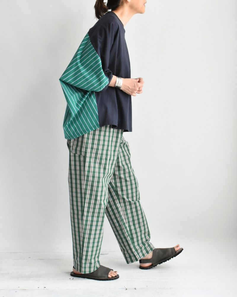 Design combination top 'SALOW' in Navy/Green